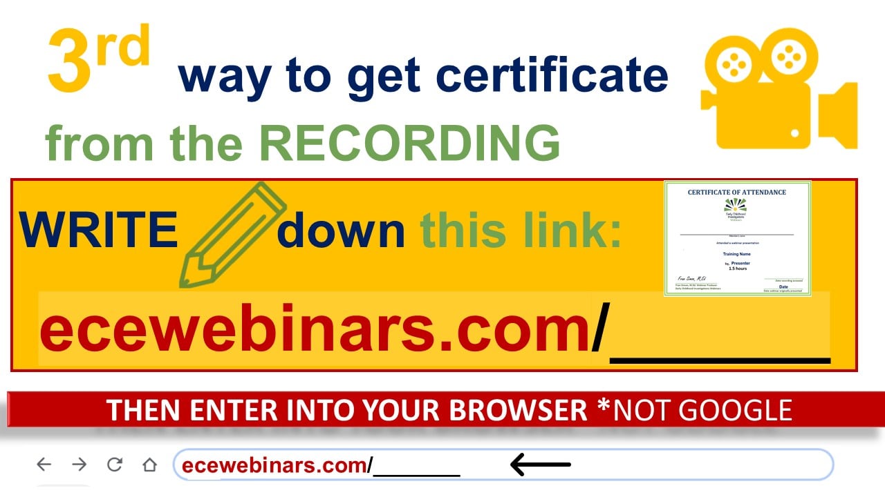 Certificates From Recording - Early Childhood Webinars