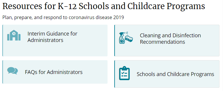 CDC COVID-19 resources for educators and administrators